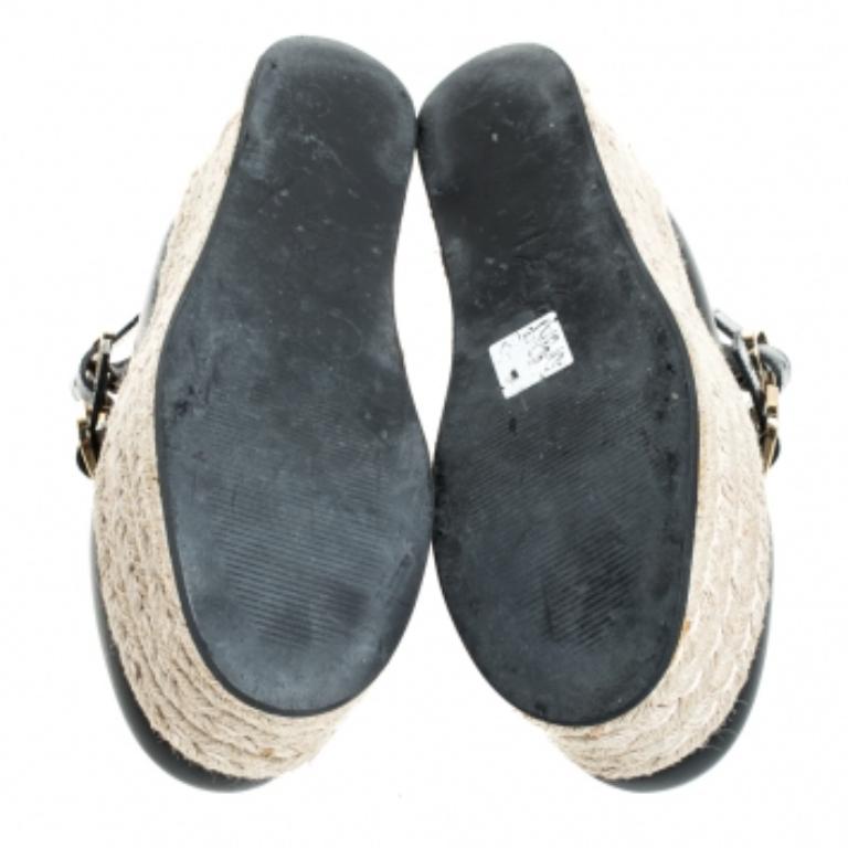 Espadrilles à plateforme en cuir noir de Marni Taille 38 Bon état - En vente à Dubai, Al Qouz 2