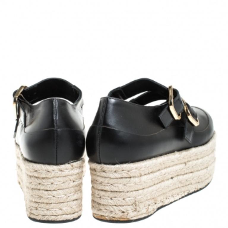 Espadrilles à plateforme en cuir noir de Marni Taille 38 Pour femmes en vente