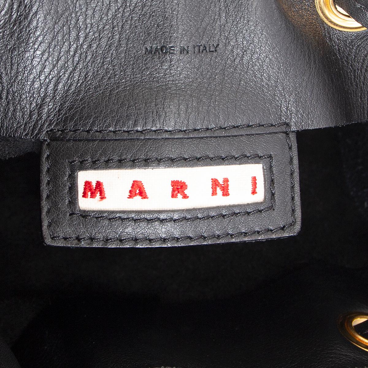 MARNI black leather DRAWSTRING HOBO Shoulder Bag For Sale 1