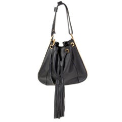 MARNI black leather DRAWSTRING HOBO Shoulder Bag