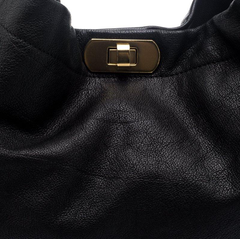 Marni Black Leather Expandable Hobo 3