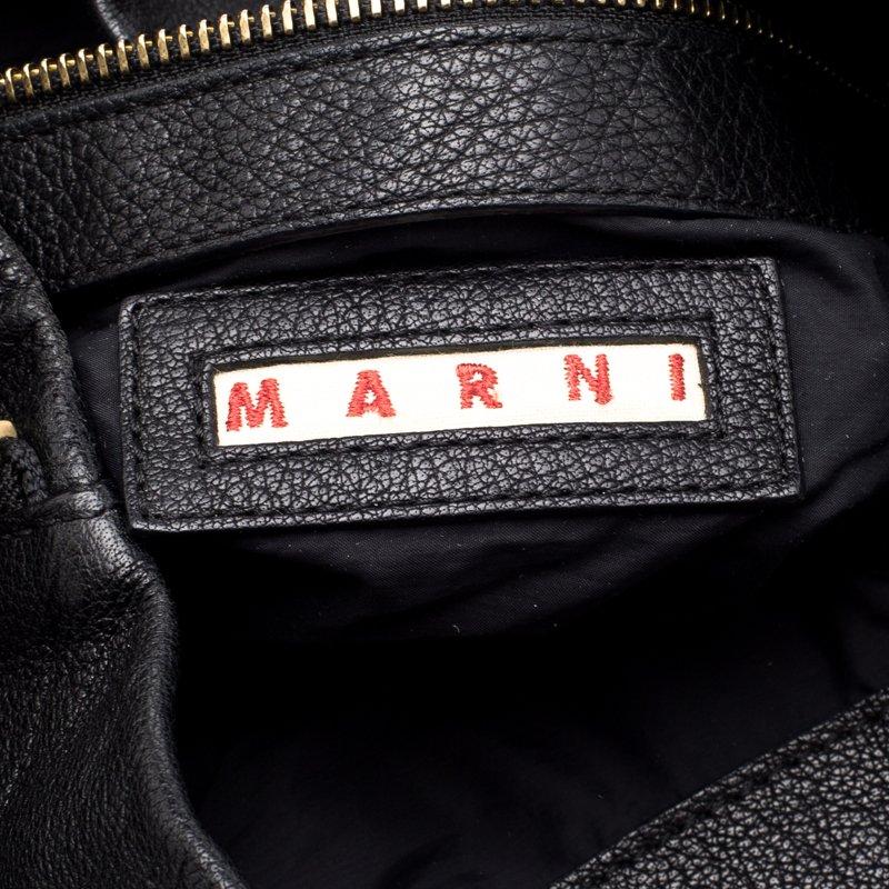 Marni Black Leather Expandable Hobo 5
