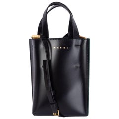 MARNI black leather MUSEO MICRO Tote Bag