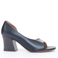 Escarpins MARNI en cuir noir, style Orsay à bout ouvert et talon bloc épais en bois, taille 36 (EU)