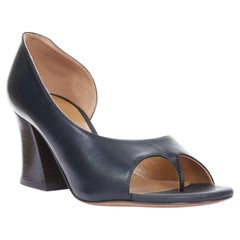 Escarpins MARNI en cuir noir, style Orsay à bout ouvert et talon bloc épais en bois, taille 36 (EU)