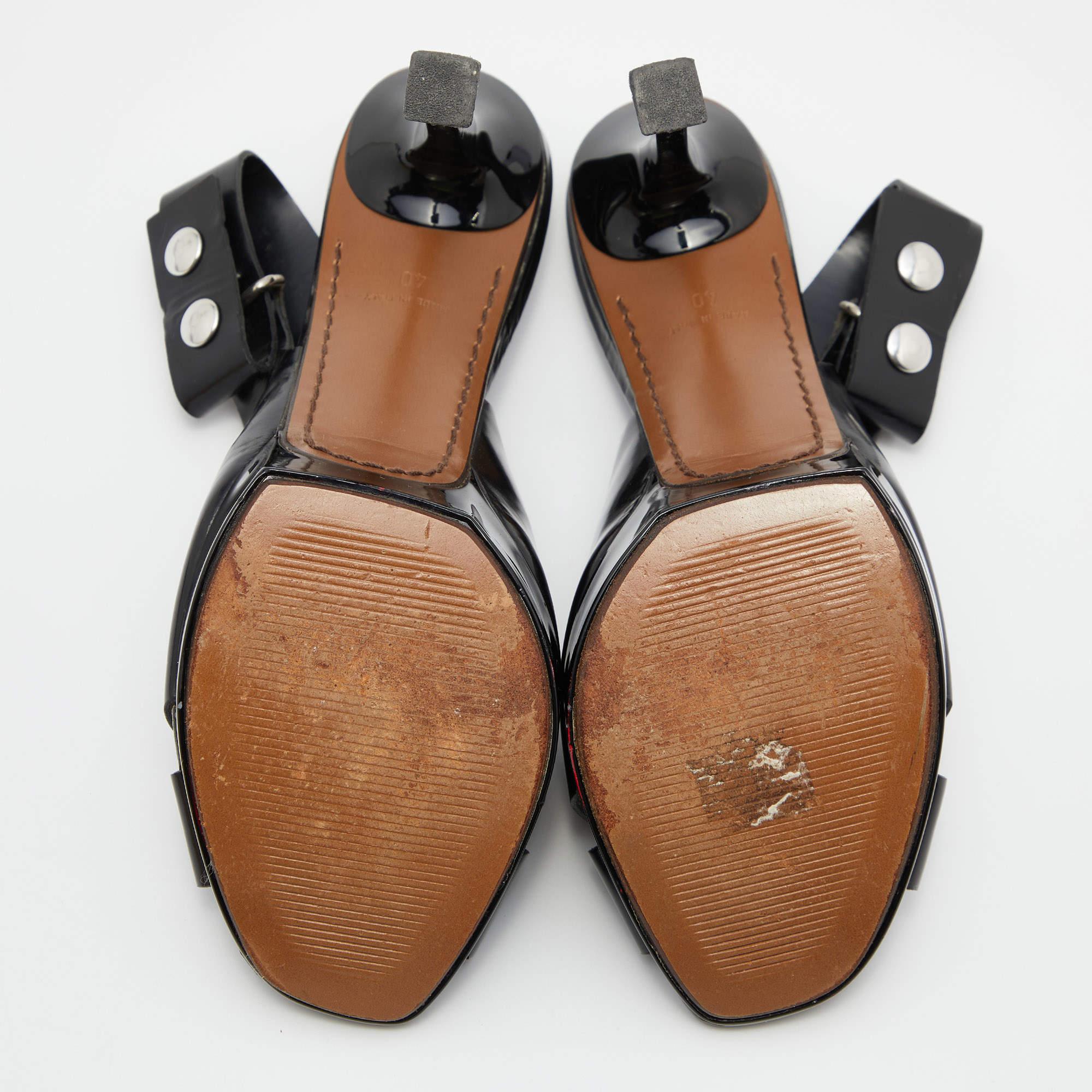 Marni Black Leather Peep Toe Sandals Size 40 For Sale 2