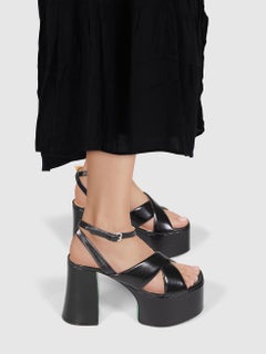 Marni Black Leather Platform Strappy Sandals Size IT 40