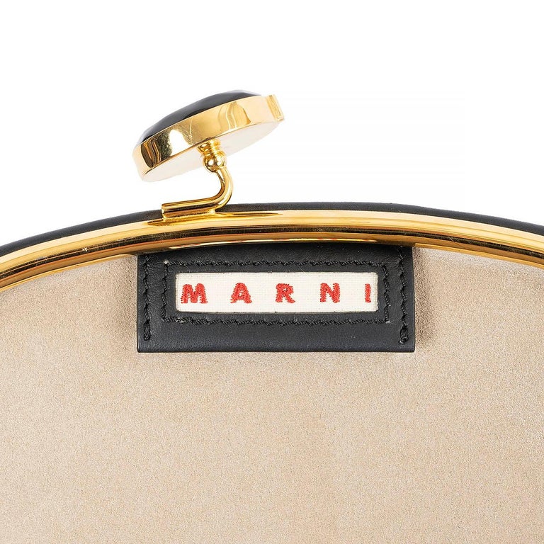 MARNI black leather POUCH KISSLOCK Clutch Bag at 1stDibs