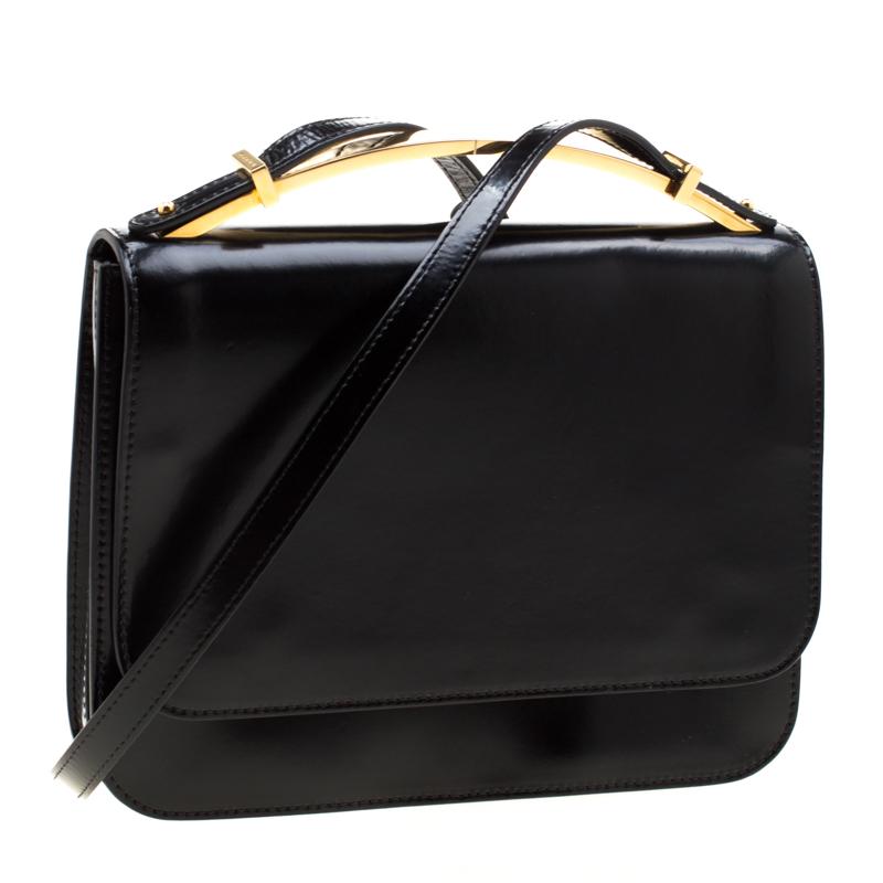 Marni Black Leather Sculpture Shoulder Bag