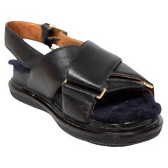 Marni Black Leather Shearling Sole Sandals Size IT 36
