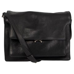 MARNI black leather SOFT TRUNK LARGE Shoulder Bag