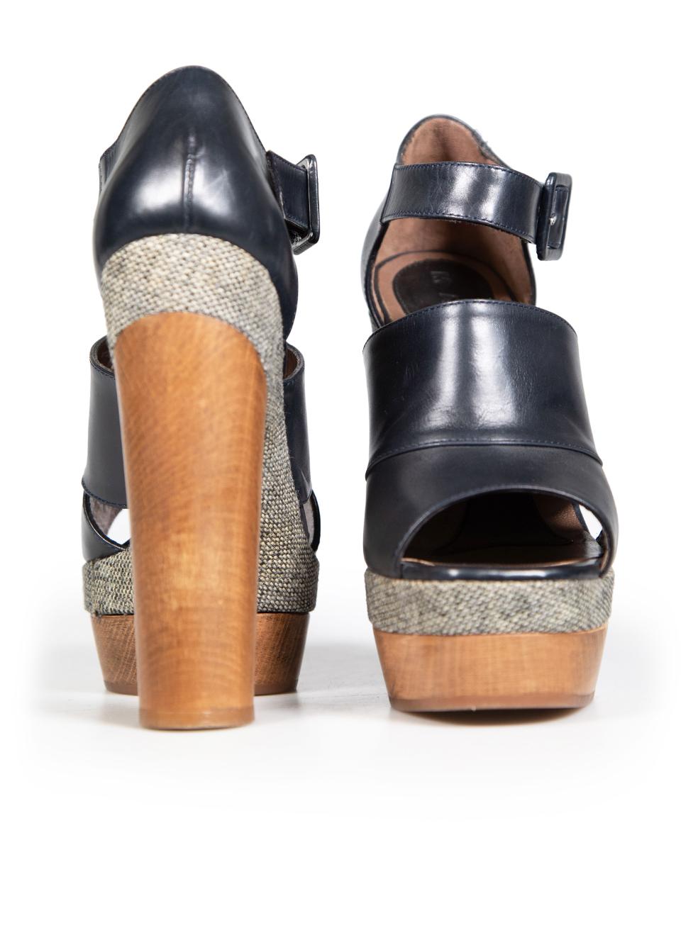 Marni Brown Leather & White Stitching Heels sz 7.5