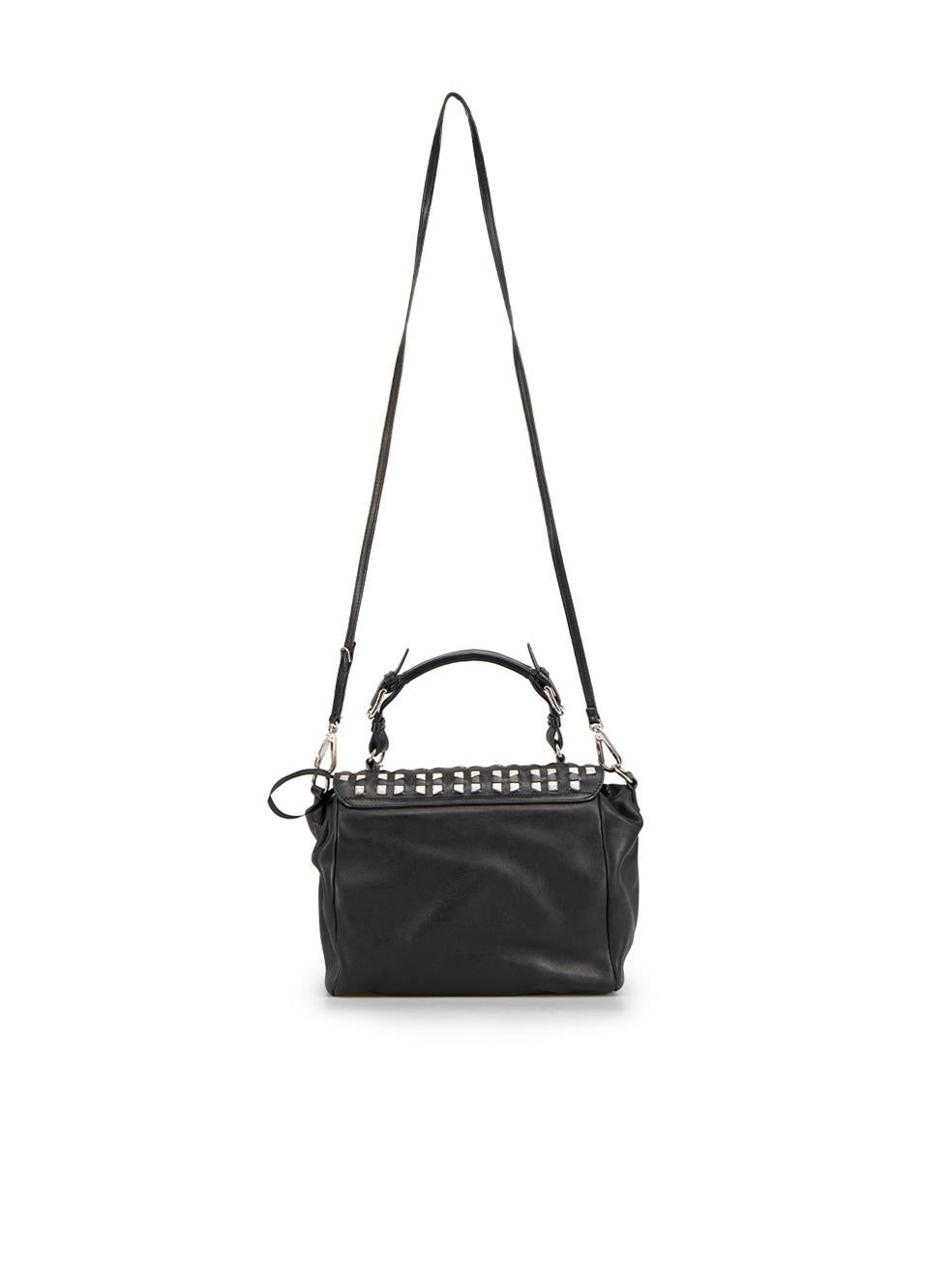 Marni Black Leather Woven Top Handle Bag In Good Condition In London, GB