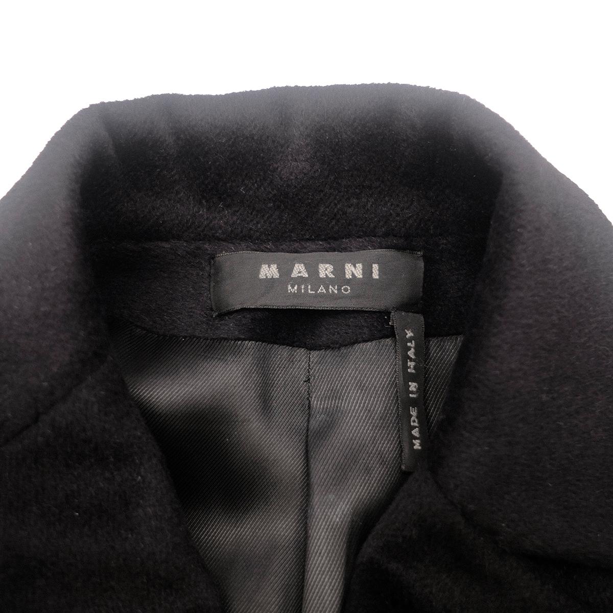 Marni Black Long Wool Coat US 6 For Sale 1