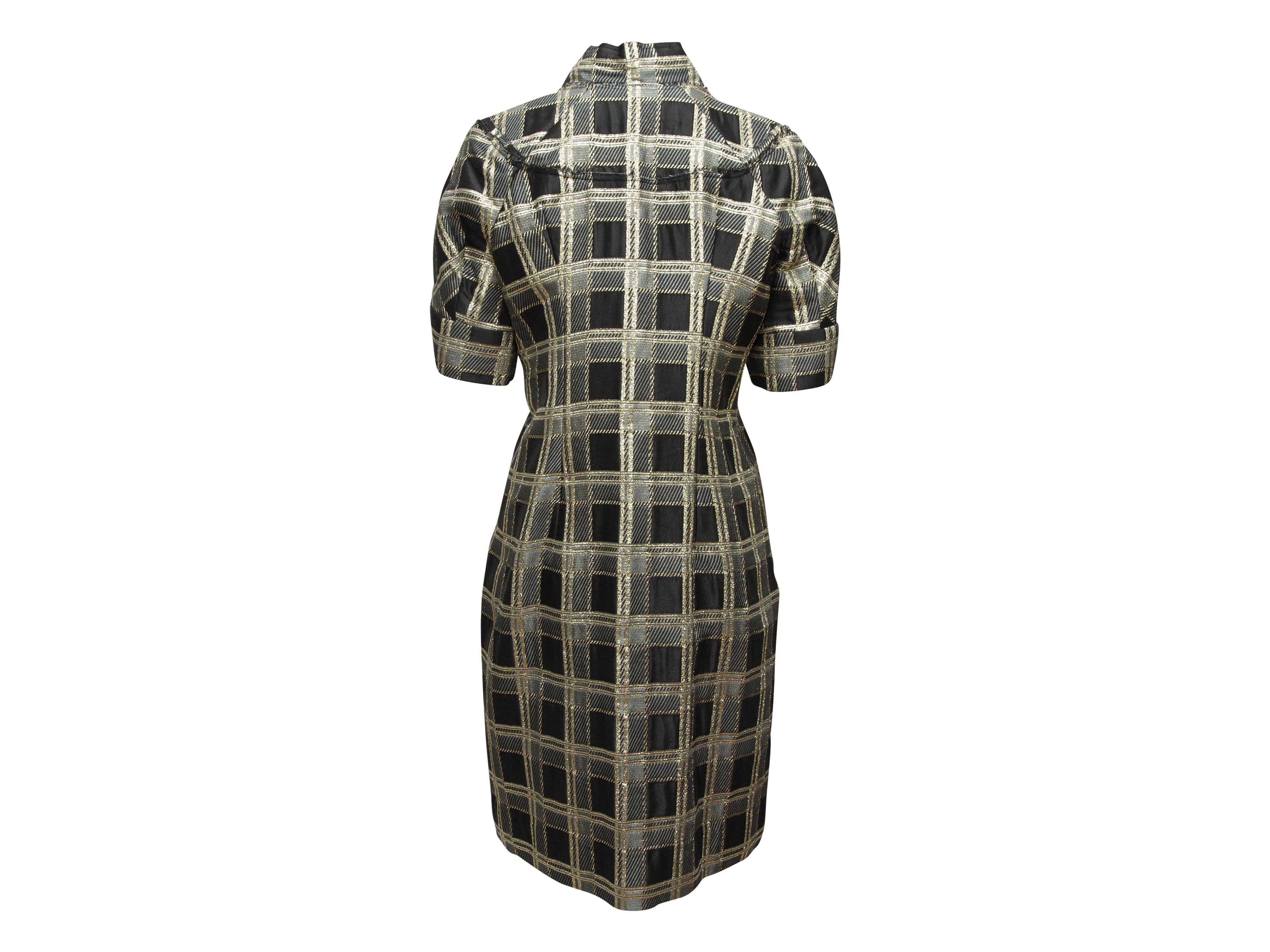 Marni Black & Metallic Gold Plaid Dress 1