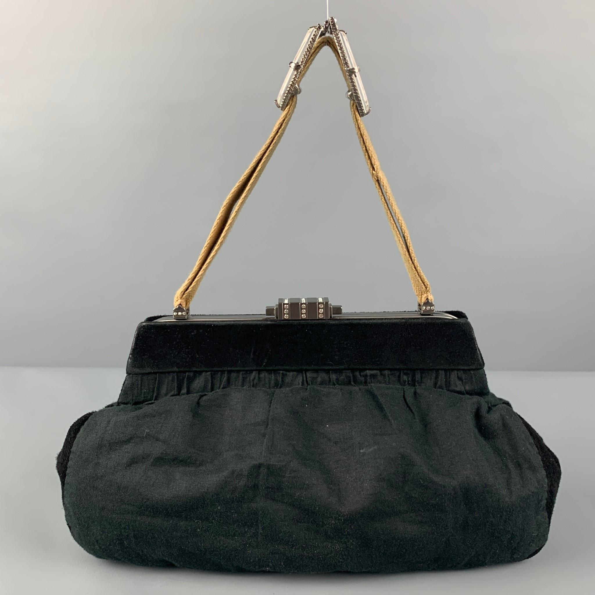 MARNI Black Mixed Fabrics Suede Fabric Evening Handbag In Good Condition In San Francisco, CA