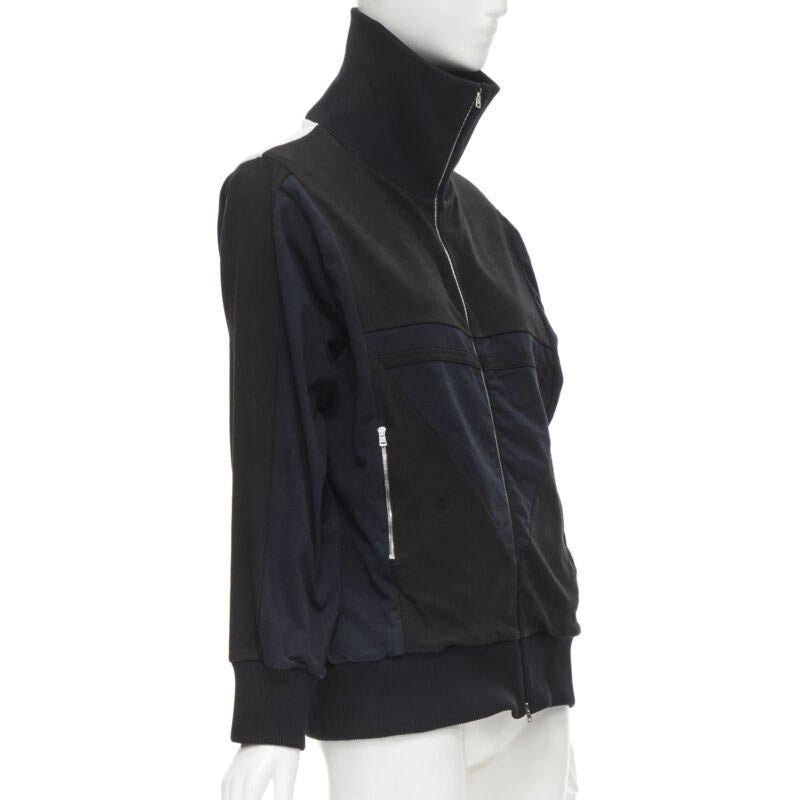 MARNI giacca da ginnastica patchwork nero navy bianco geometrico IT42 M In condizioni ottime in vendita a Hong Kong, NT