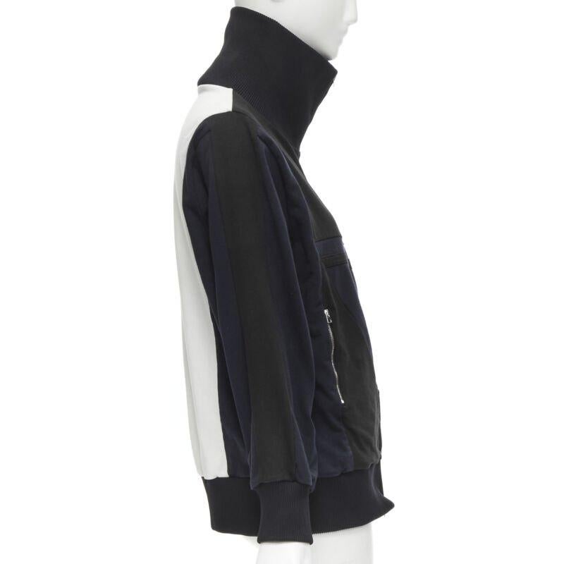 Donna MARNI giacca da ginnastica patchwork nero navy bianco geometrico IT42 M in vendita