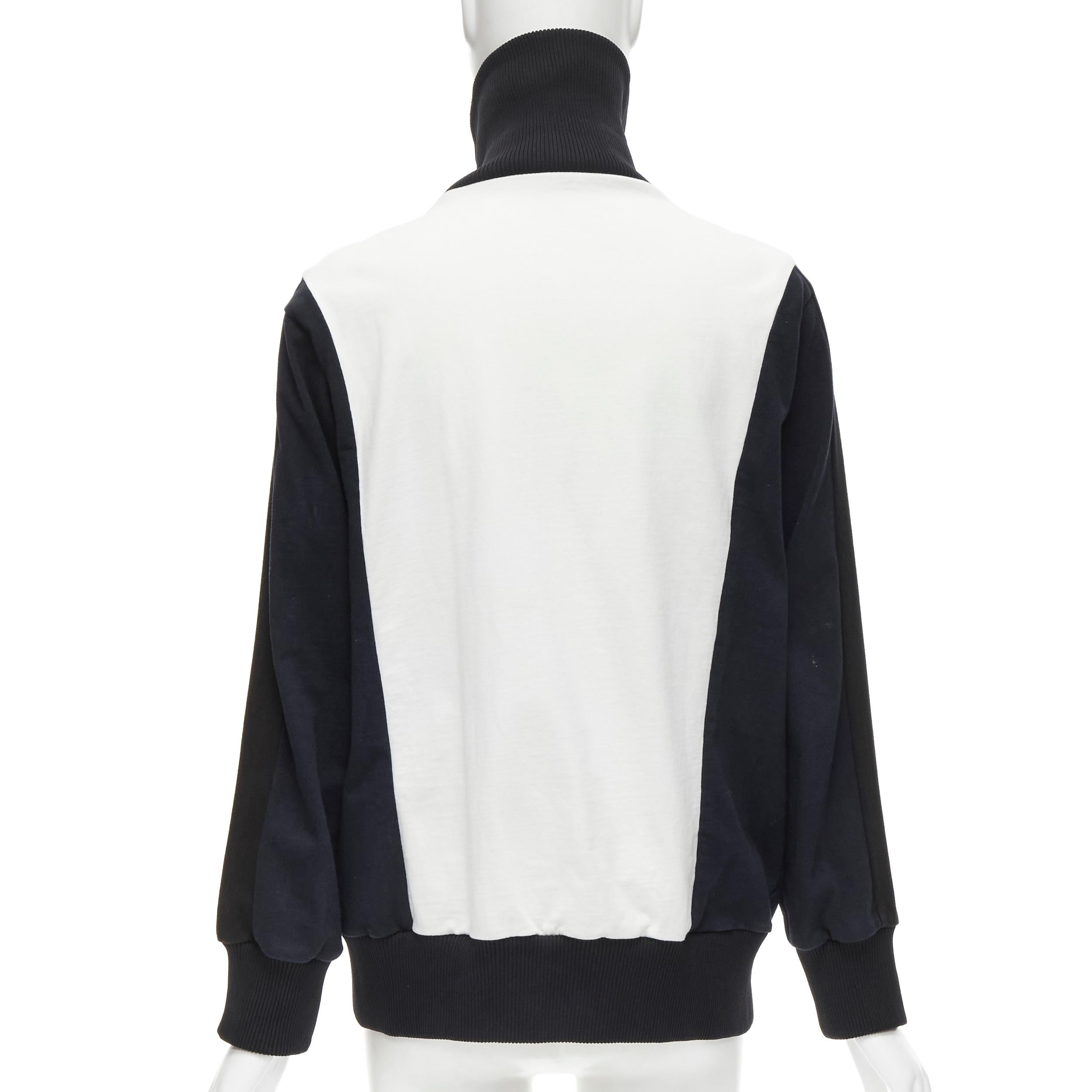 Black MARNI black navy white geometric colorblock patchwork track jacket IT42 M For Sale