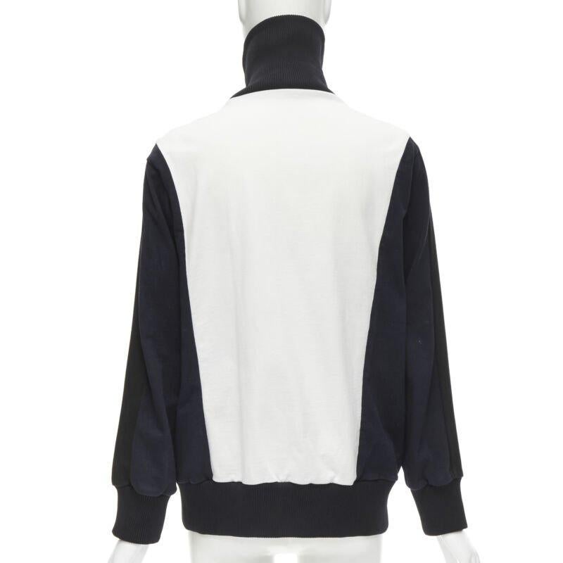 MARNI giacca da ginnastica patchwork nero navy bianco geometrico IT42 M in vendita 1