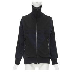 MARNI giacca da ginnastica patchwork nero navy bianco geometrico IT42 M