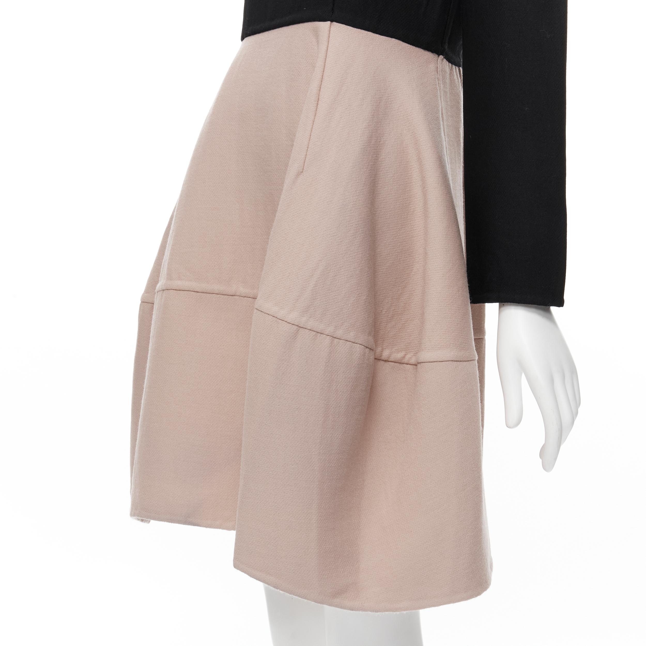 MARNI black nude wool crepe long sleeve bubble skirt fit flared dress IT38 XS 
Reference: CELG/A00081 
Brand: Marni 
Material: Wool 
Color: Black 
Pattern: Solid 
Closure: Zip 
Made in: Italy 

CONDITION: 
Condition: Excellent, this item was
