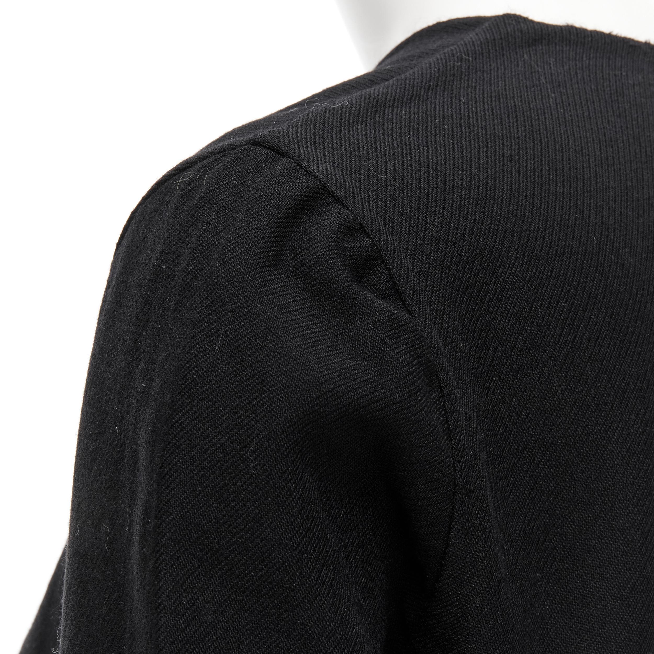 MARNI - Robe évasée à manches longues en crêpe de laine noire avec jupe à bulles, taille IT 38 XS en vente 3