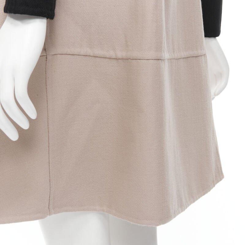 MARNI black nude wool crepe long sleeve bubble skirt fit flared dress IT38 XS For Sale 3
