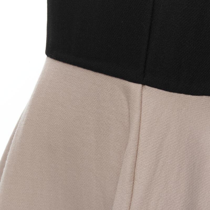 MARNI black nude wool crepe long sleeve bubble skirt fit flared dress IT38 XS For Sale 4
