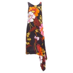 MARNI black oversied floral print drape handkerchief hem sleeveless dress IT42 M MARNI black oversied floral print drape handkerchief hem sleeveless dress IT42 M