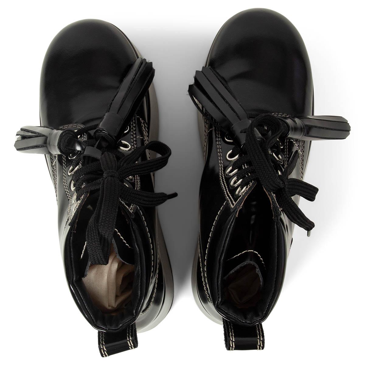 Black MARNI black patent leather 2019 PLATFORM Ankle Boots Shoes 36 For Sale