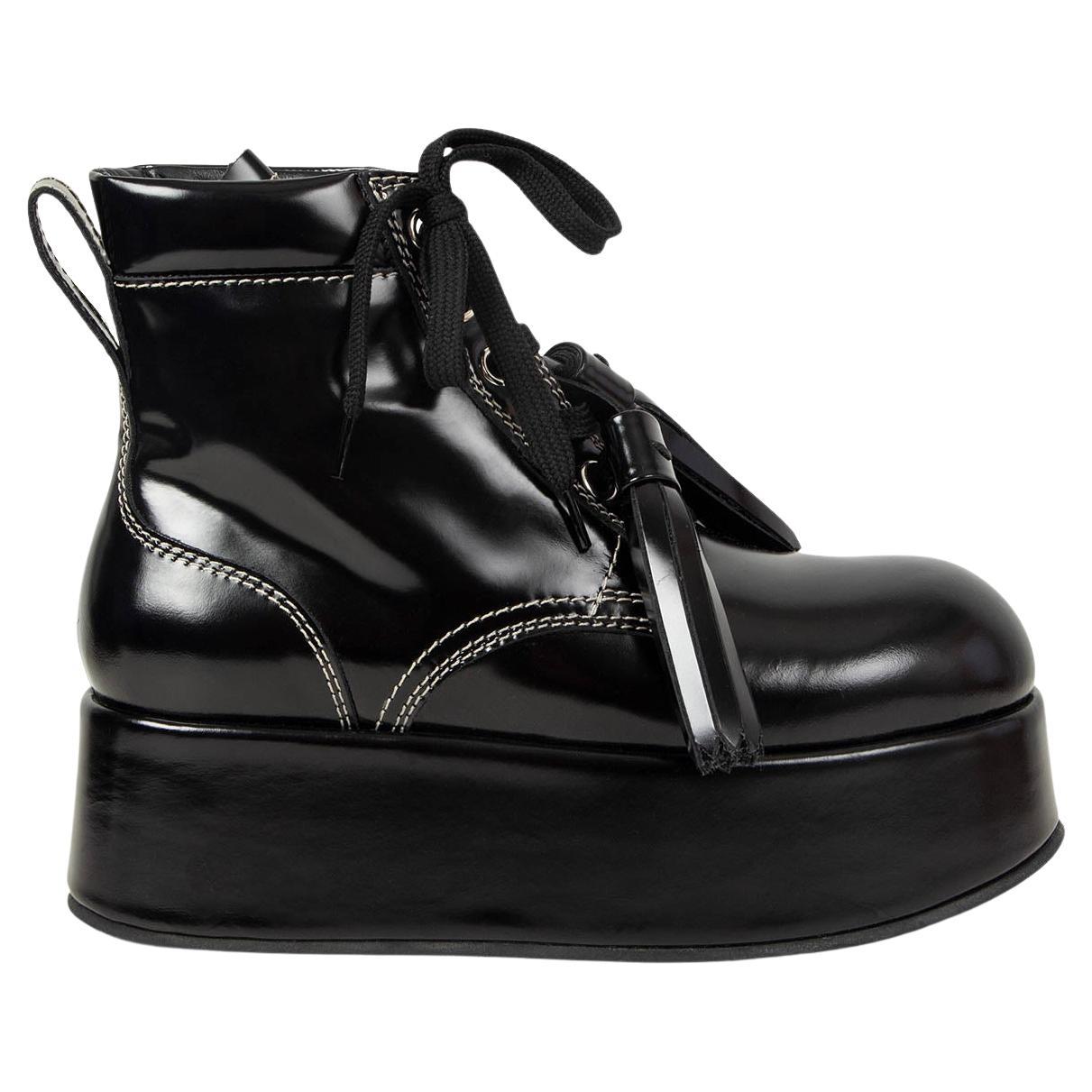 MARNI black patent leather 2019 PLATFORM Ankle Boots Shoes 36 For Sale