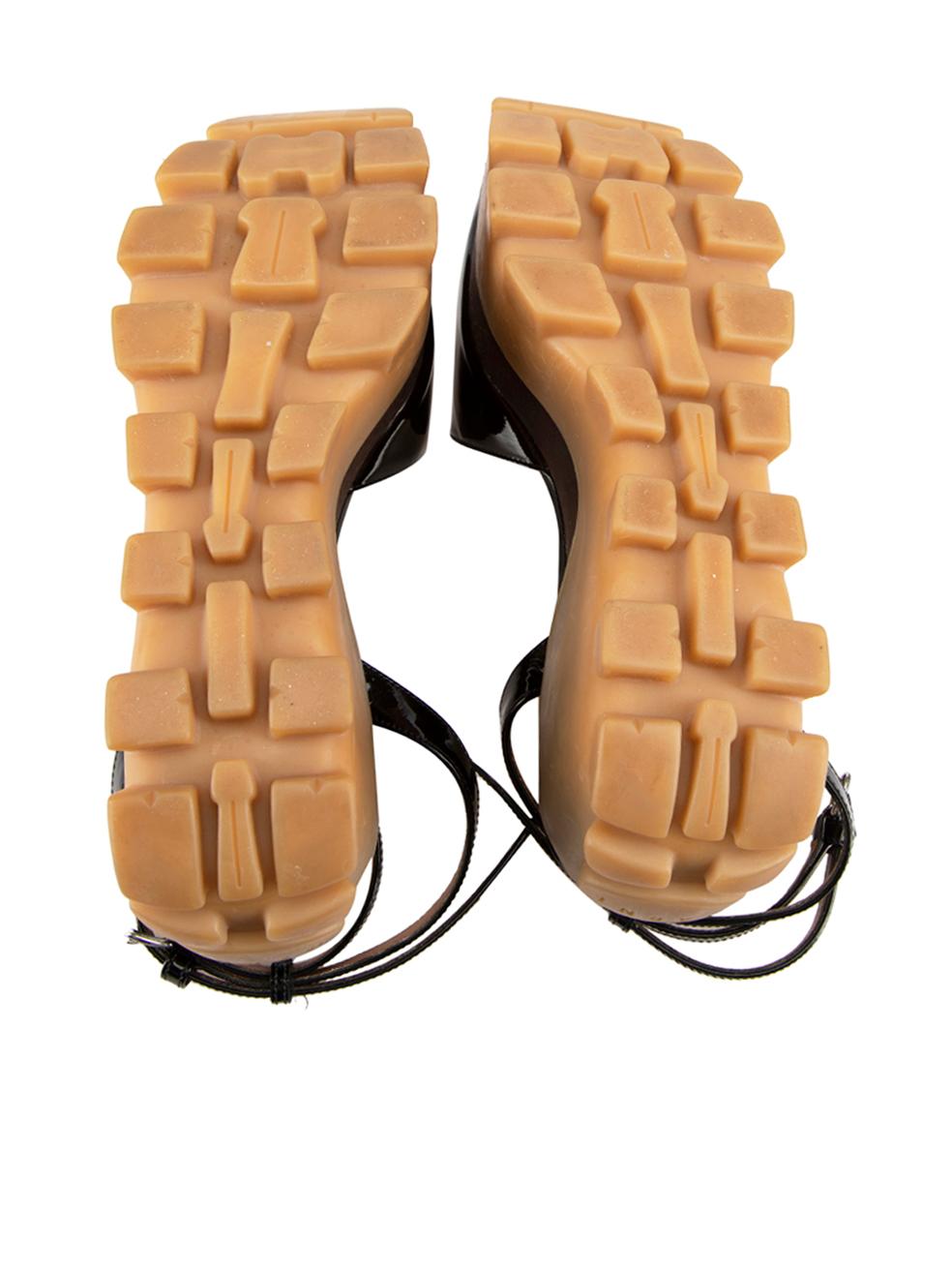 Women's Marni Black Patent Leather Layered Platform Sandals Size IT 39