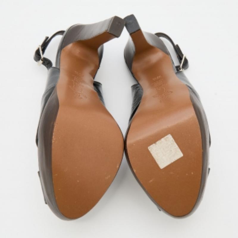 Marni Black Patent Leather Slingback Platform Sandals Size 37.5 For Sale 3