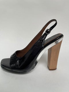 Marni black patent sling backs
