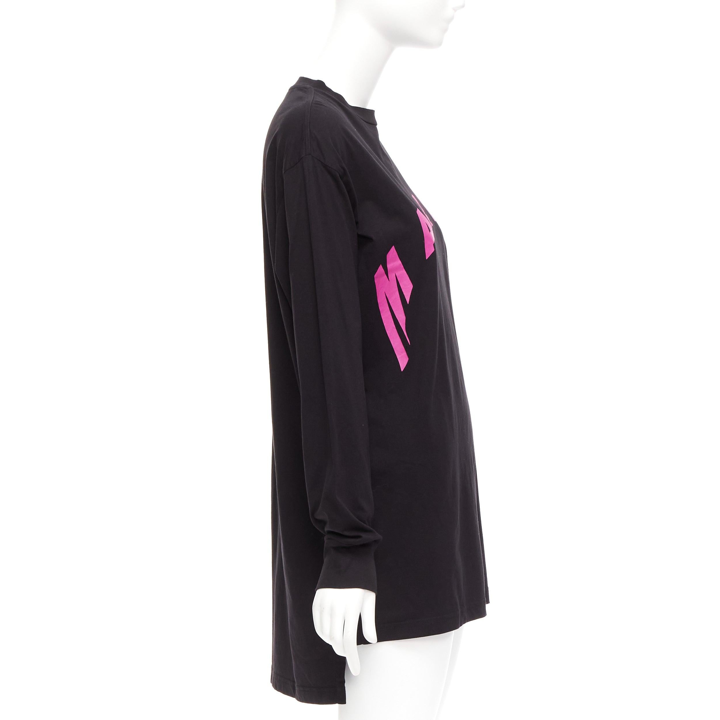 MARNI black pink logo print long sleeve crew neck sweater dress IT38 XS In Good Condition For Sale In Hong Kong, NT