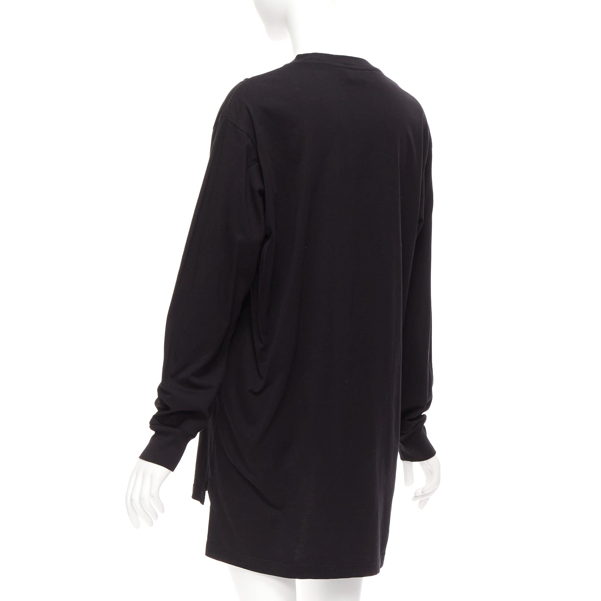 MARNI black pink logo print long sleeve crew neck sweater dress IT38 XS For Sale 1