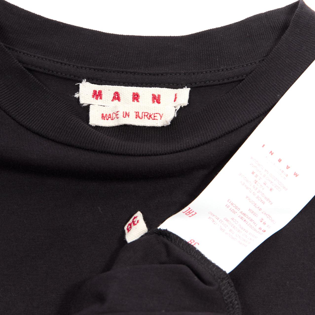 MARNI black pink logo print long sleeve crew neck sweater dress IT38 XS For Sale 3