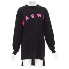 MARNI nero rosa stampa logo manica lunga maglione girocollo IT38 XS