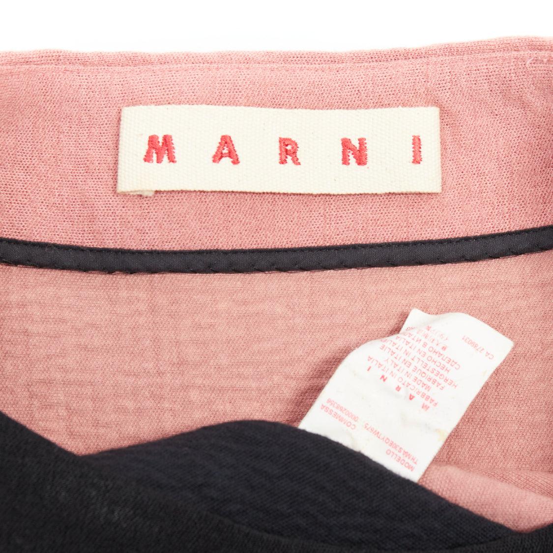 MARNI black pink wool cotton blend ruffle sleeve tunic top IT40 S For Sale 3