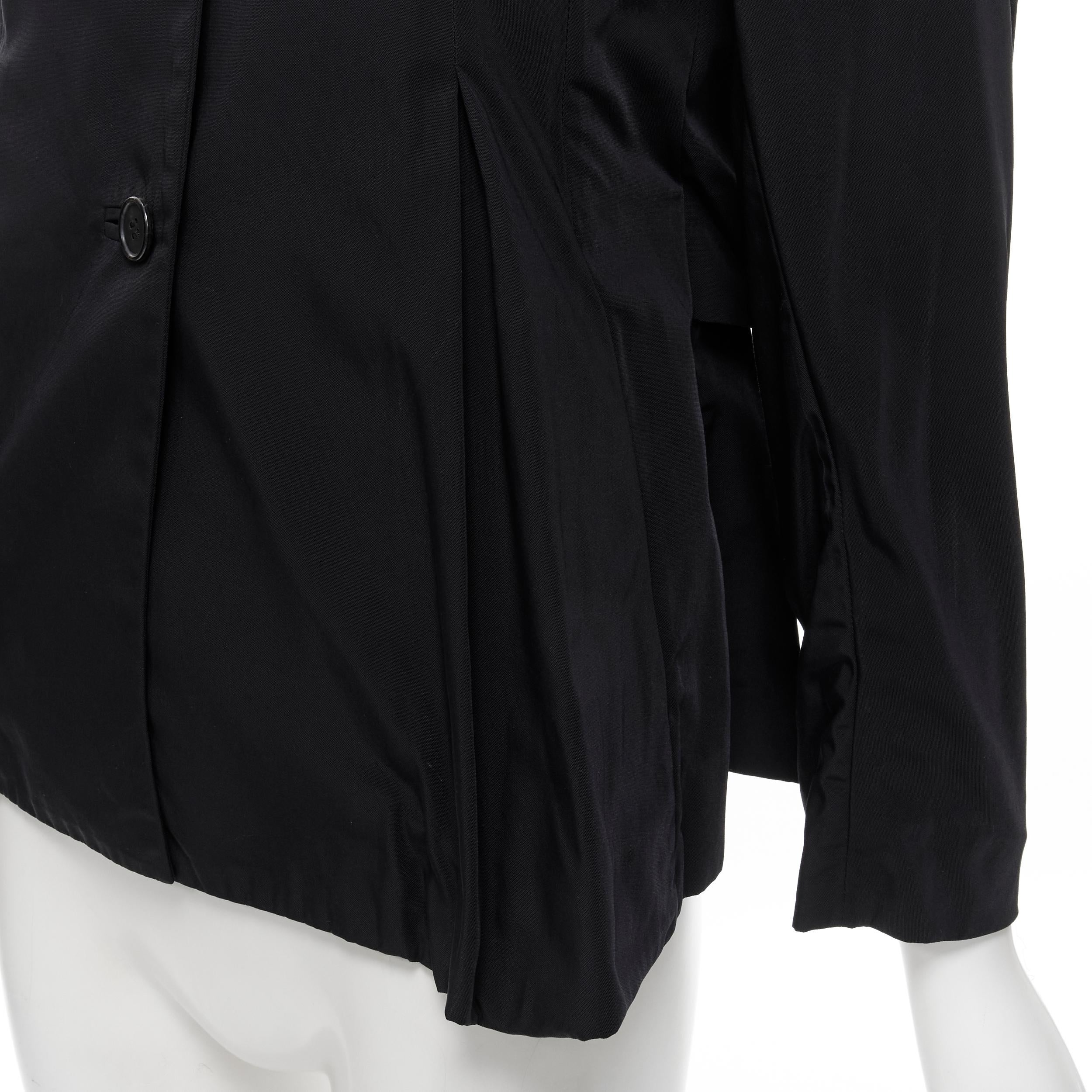 MARNI black polyester box dart layered back flared short trench coat IT38 XS For Sale 2