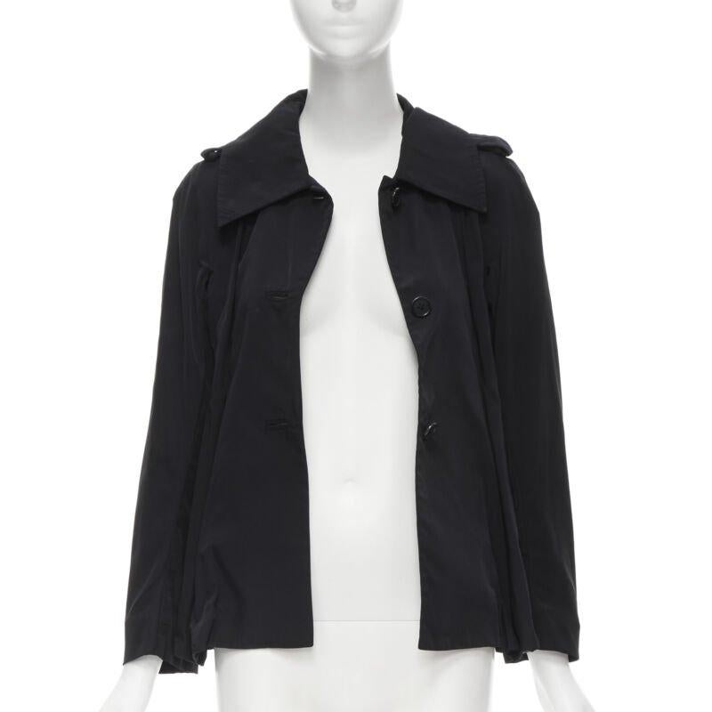Nero MARNI - Trench corto svasato in poliestere nero con pince a cassetta IT38 XS in vendita