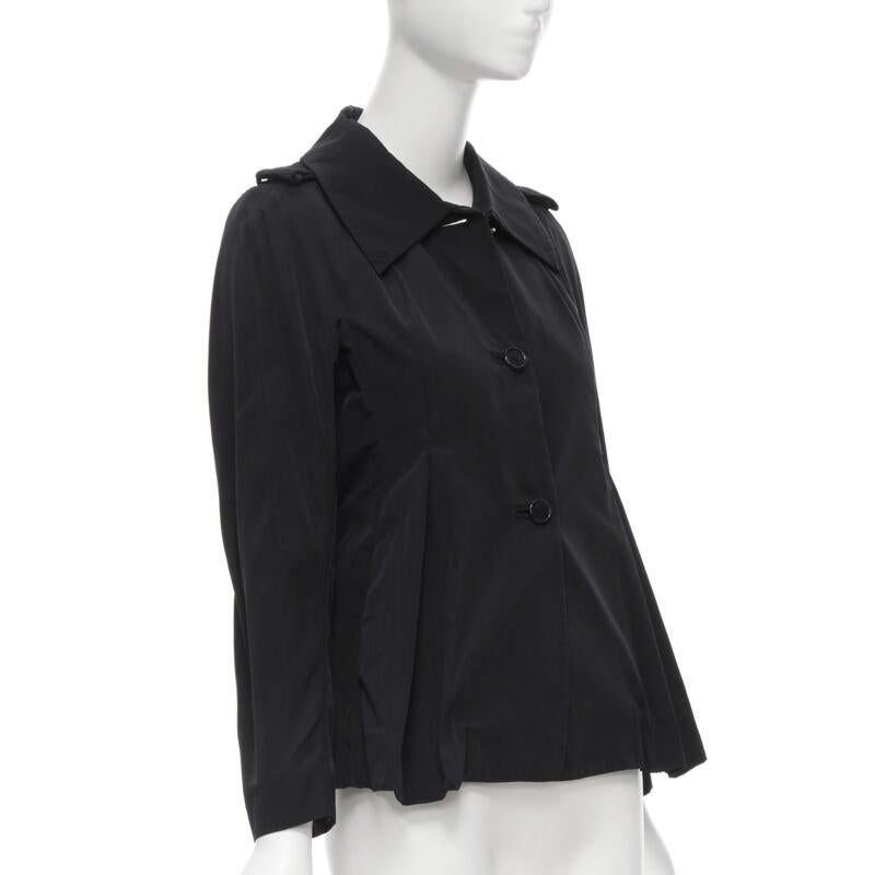 MARNI - Trench corto svasato in poliestere nero con pince a cassetta IT38 XS In condizioni ottime in vendita a Hong Kong, NT