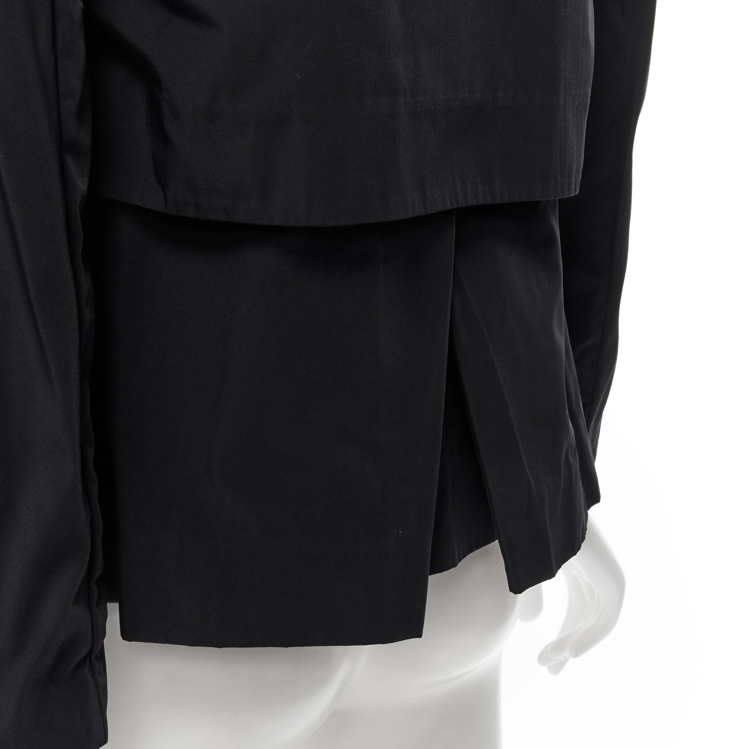 MARNI black polyester box dart layered back flared short trench coat IT38 XS For Sale 1