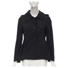 MARNI black polyester box dart layered back flared short trench coat IT38 XS