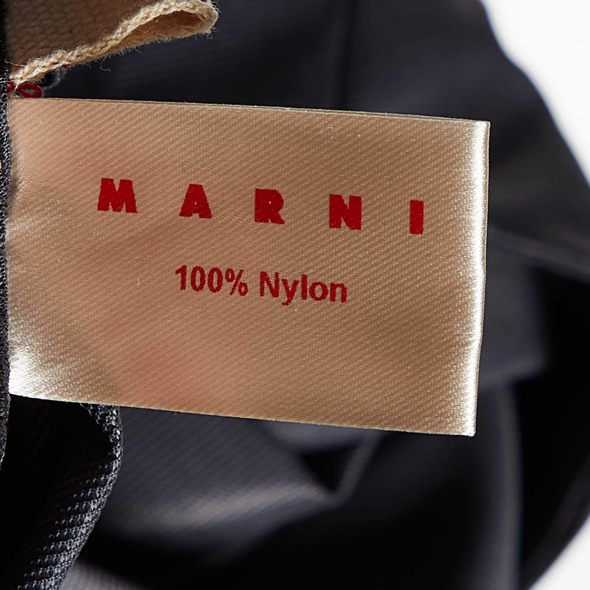 Marni Black Printed Nylon Mini Skirt S For Sale 1
