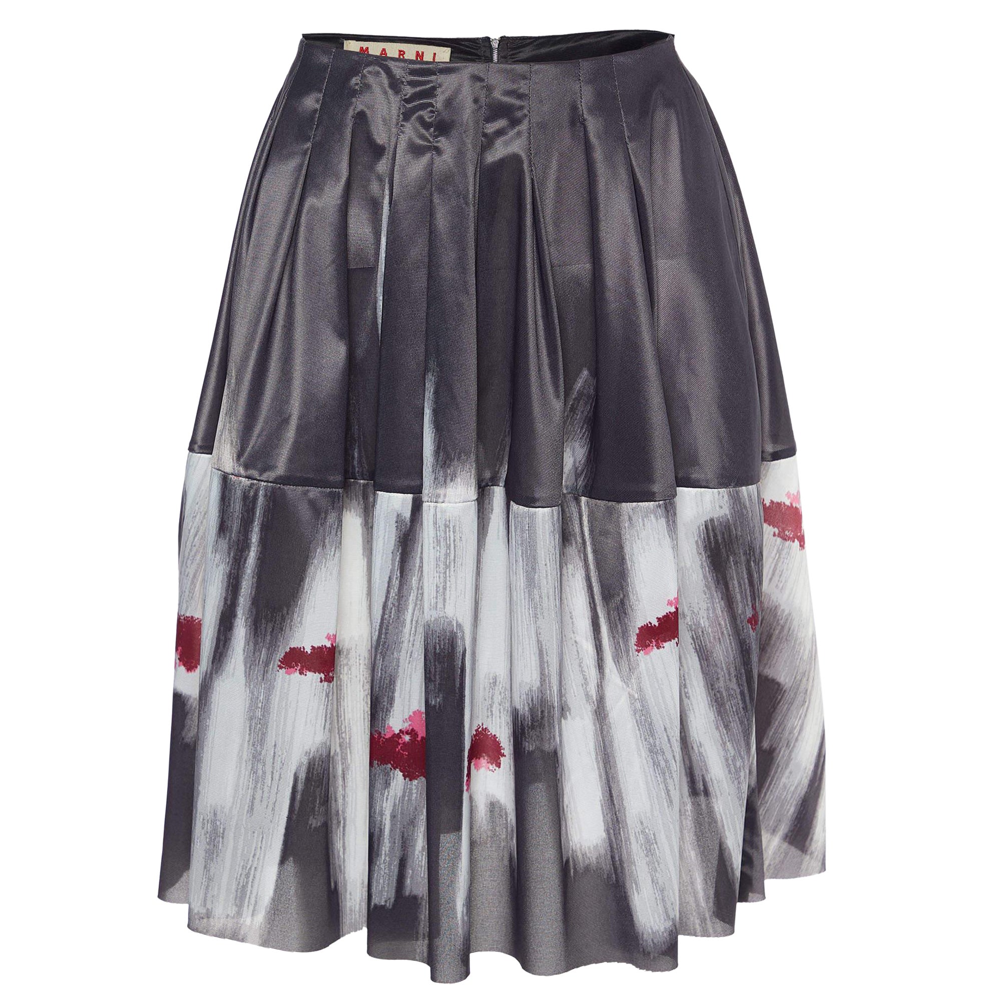 Mini gonna in nylon stampato nero di Marni S
