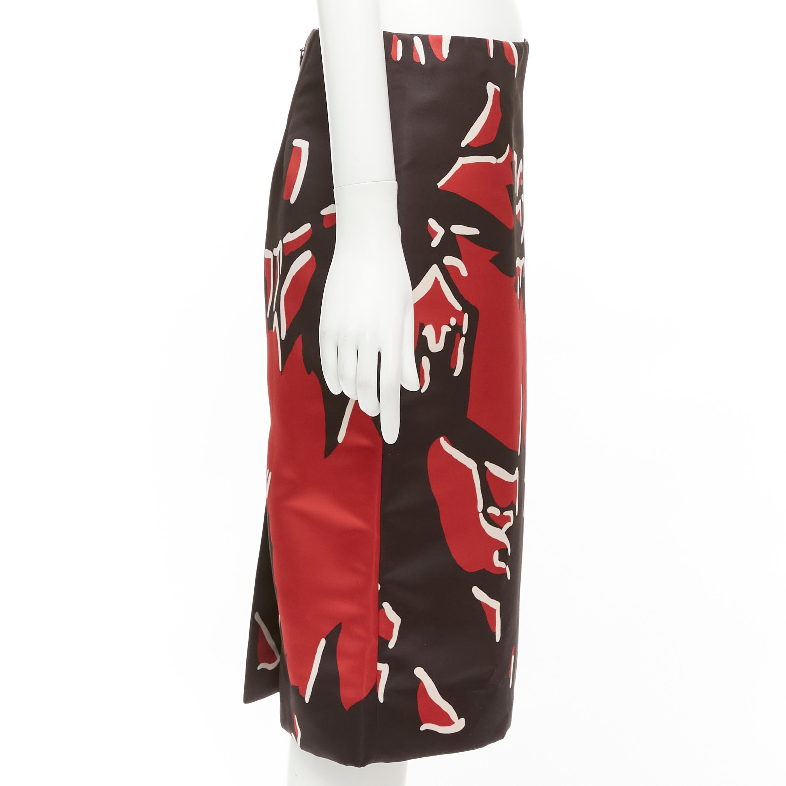 MARNI black red abstract print mid waist knee length skirt IT40 S In Excellent Condition For Sale In Hong Kong, NT