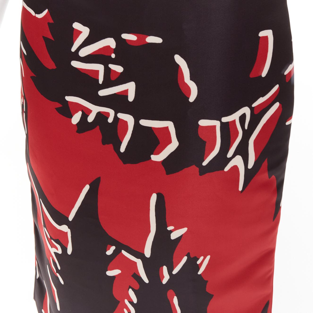 MARNI black red abstract print mid waist knee length skirt IT40 S For Sale 3