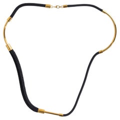 MARNI black ROPE & GOLD METAL Necklace